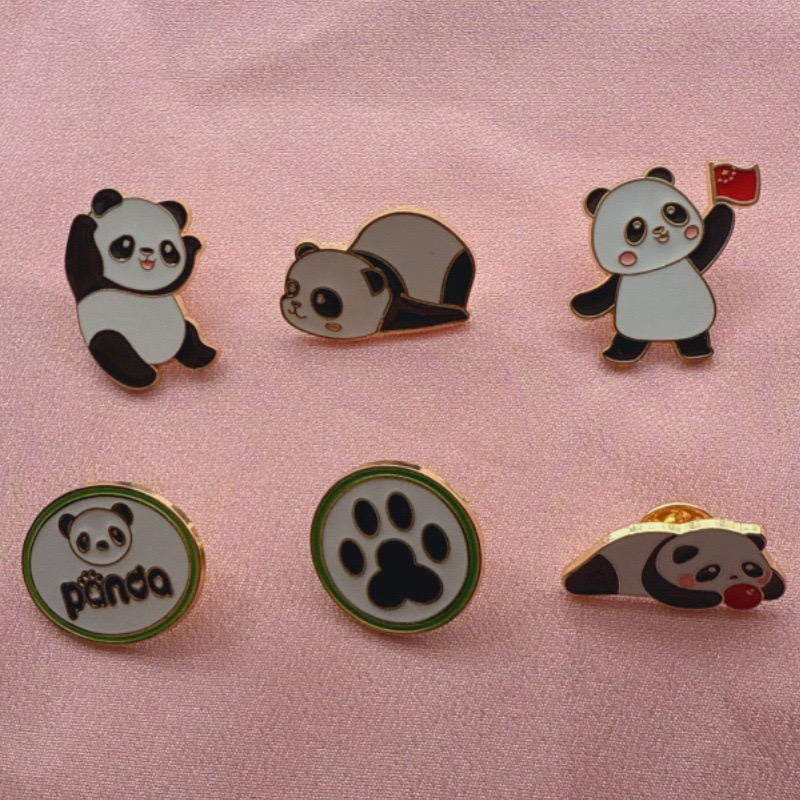 Party Supplies - 6 badges en forme de panda