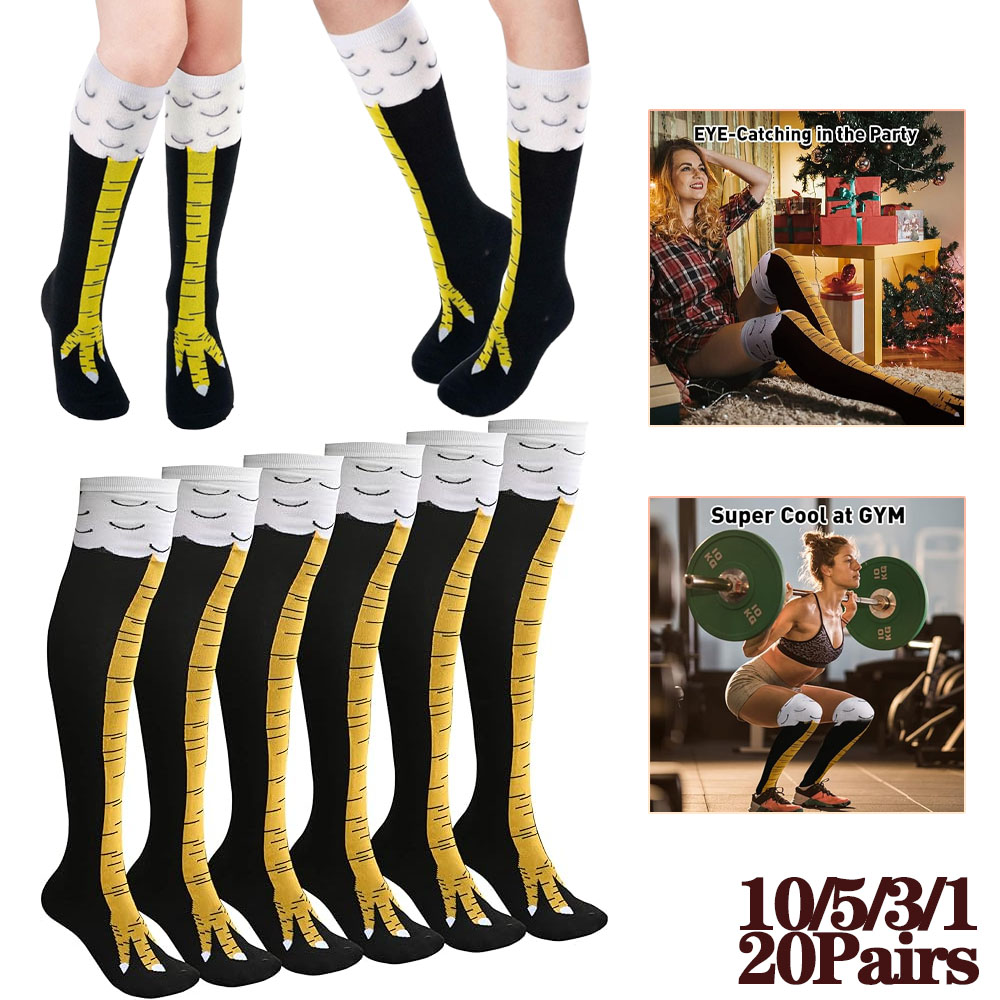 Funny Chicken Leg Socks - Chaussettes hautes à griffes de poulet