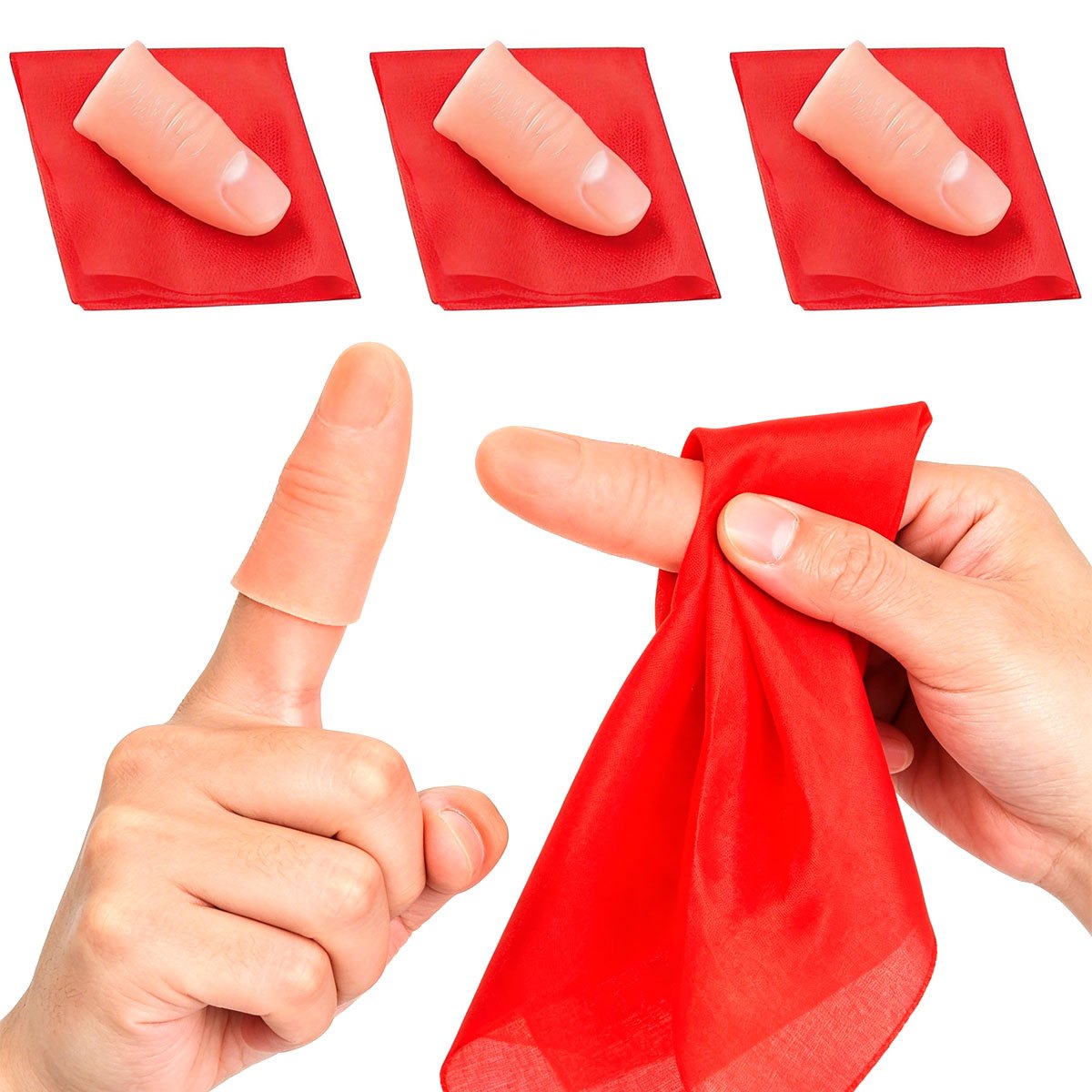 Thumb Tip Magic Trick Set - 3 ensembles de doigts magiques Scarf-Vanish
