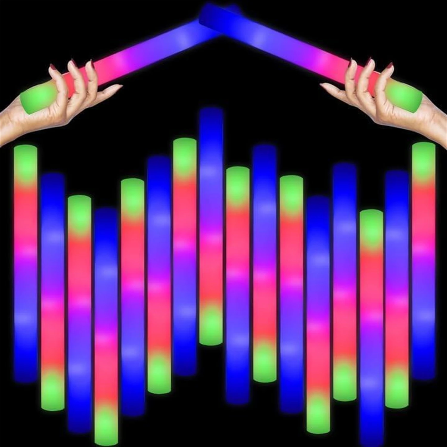 Flashing Led Foam Sticks Party - Bâtons lumineux en mousse LED, 50