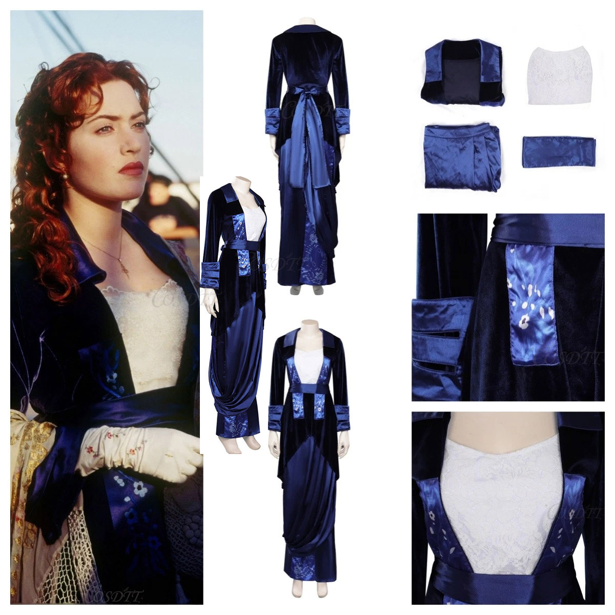 Medieval Renaissance Dress Women - Costume de cosplay Ruth DeWitt Bukater