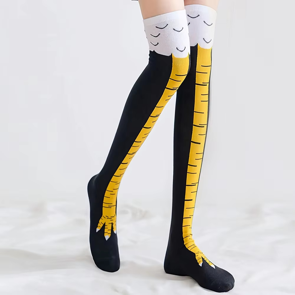 Funny Chicken Leg Socks - 1/2 paires de chaussettes hautes imprimées