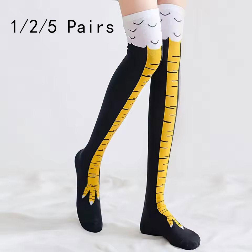 Funny Chicken Leg Socks - 1/2/5/10 paires femmes genou chaussettes hautes