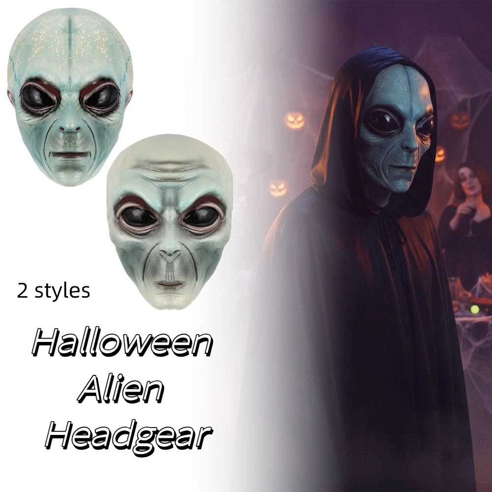 Latex Alien Mask Realistic - Masque Alien en Latex Vert, Masque