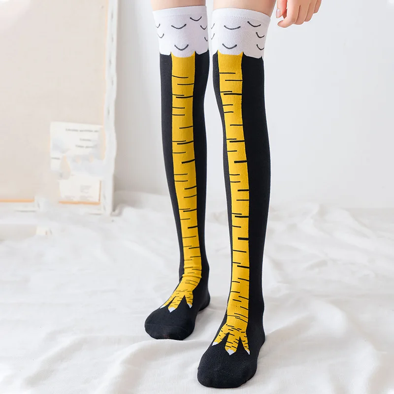 Funny Chicken Leg Socks - Chaussettes hautes amusantes à motif patte