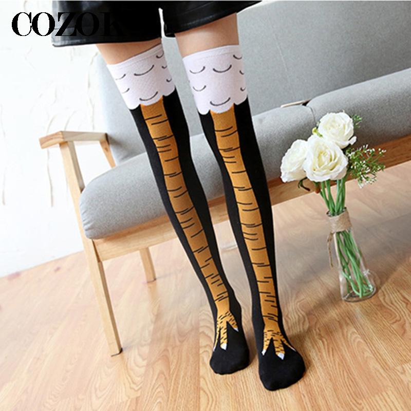Funny Chicken Leg Socks - Chaussettes hautes jetables Elin pour femmes,