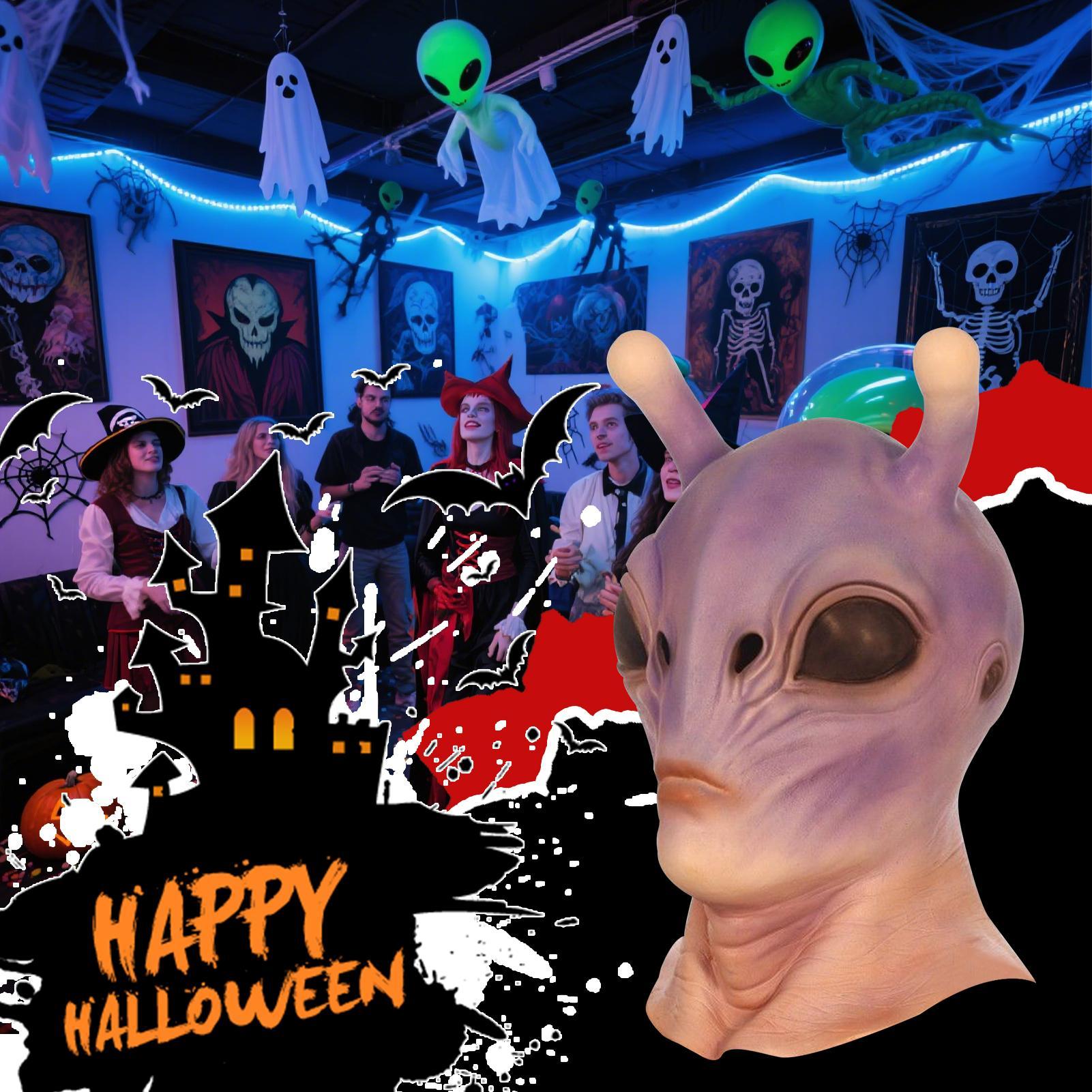 Latex Alien Mask Realistic - Masque Alien réaliste pour Halloween, pleine