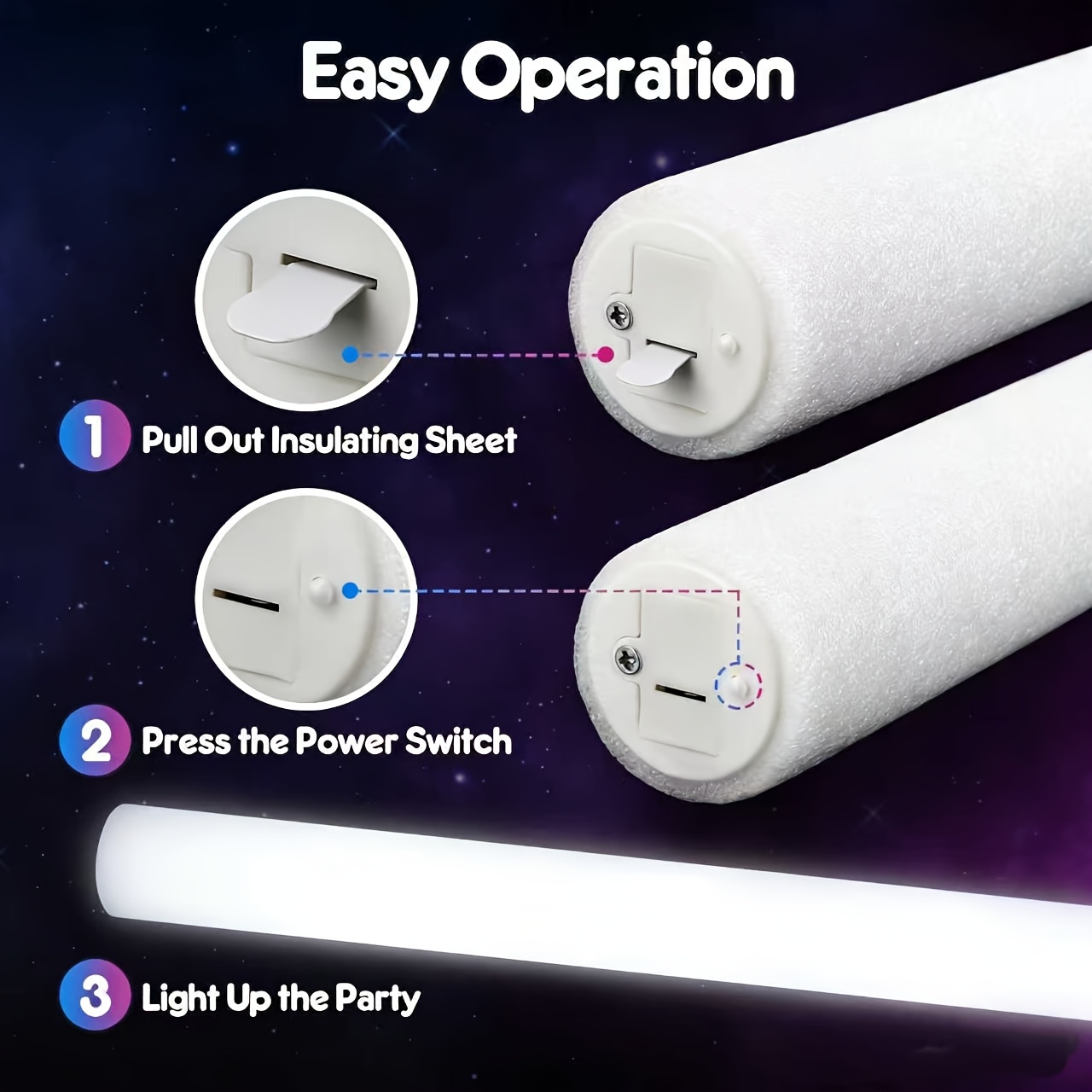 Bâtons lumineux en mousse blan - Flashing Led Foam Sticks Party avis et prix