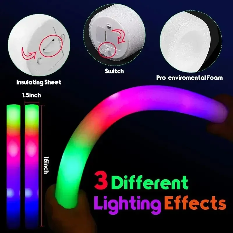 30 bâtonnets lumineux en mouss - Flashing Led Foam Sticks Party avis et prix