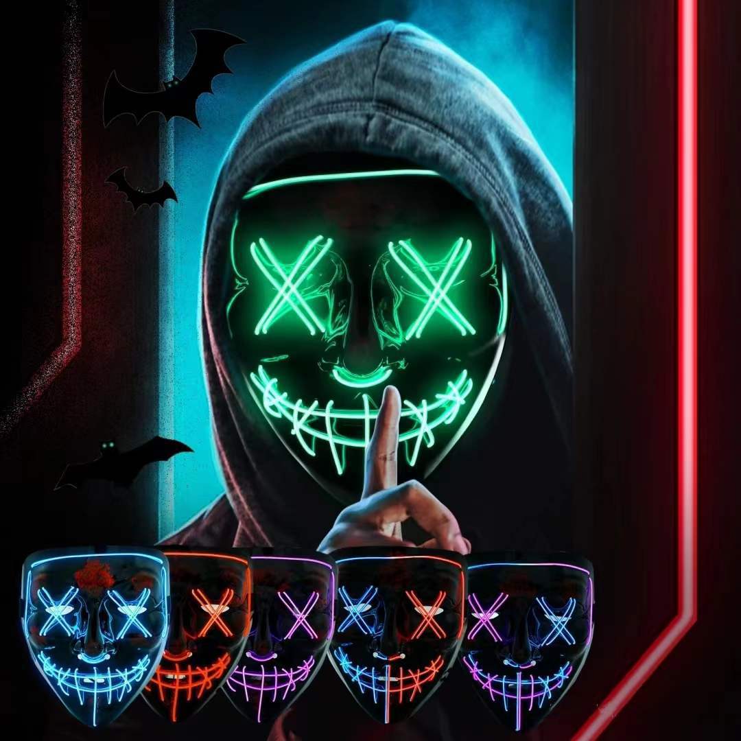 Masque LED néon sans fil qui b - Led Purge Mask Halloween avis et prix