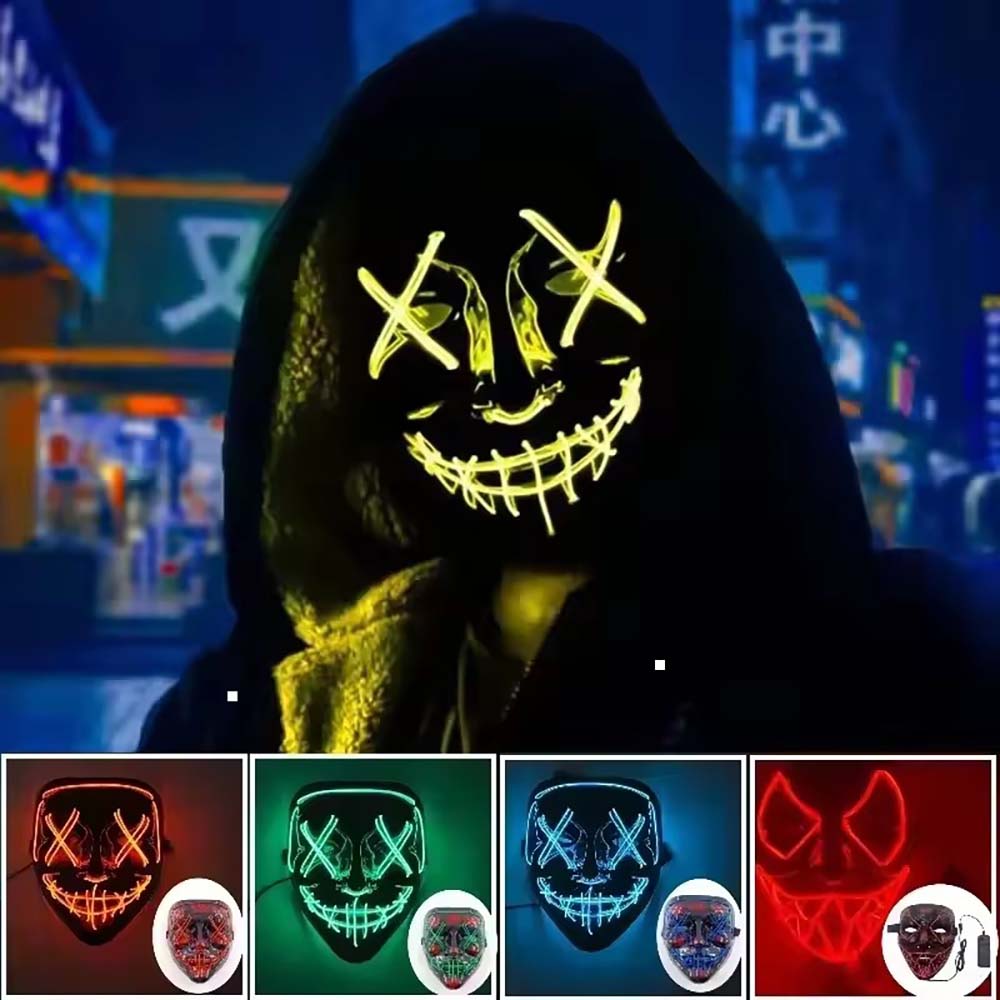 Masque néon LED sans fil qui b - Led Purge Mask Halloween avis et prix