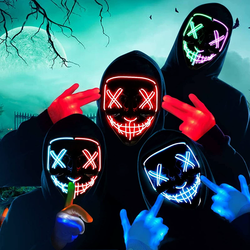 Masque néon LED sans fil qui b - Led Purge Mask Halloween avis et prix