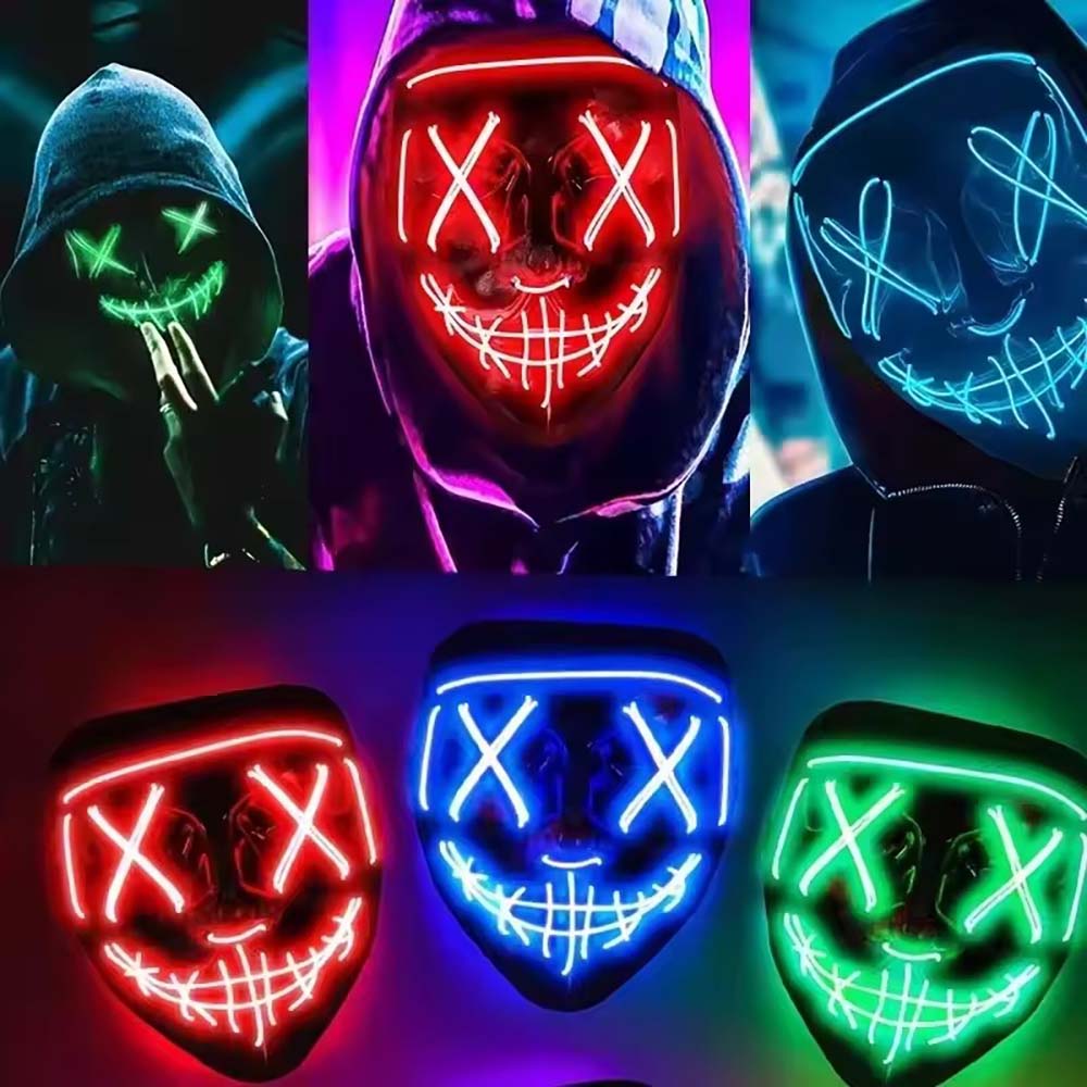 Masque néon LED sans fil qui b - Led Purge Mask Halloween avis et prix