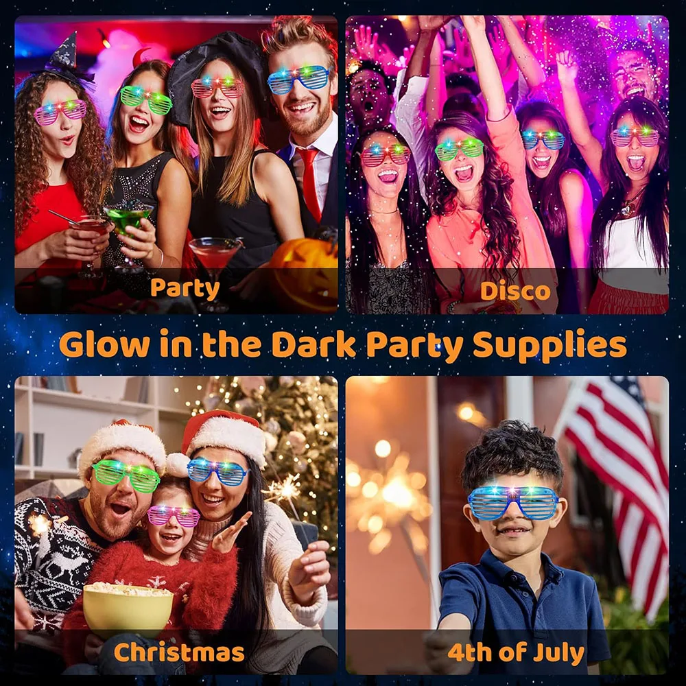 Lunettes LED lumineuses pour f - Glow In The Dark Party Glasses avis et prix